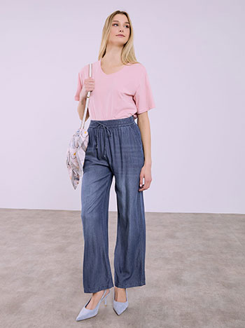 Παντελόνα με denim όψη σε σκούρο μπλε