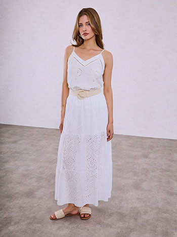 Embroidered cotton skirt in white