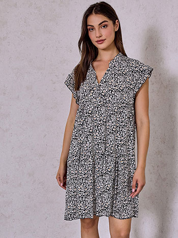 Floral cotton dress in black
