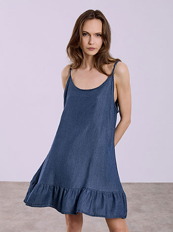 Φόρεμα μίνι με denim όψη σε σκούρο μπλε