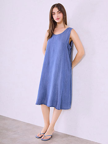Midi denim like dress in blue
