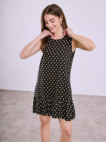 Polka dot mini dress in black