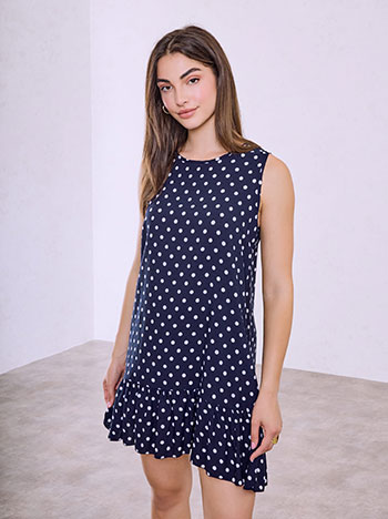 Polka dot mini dress in dark blue
