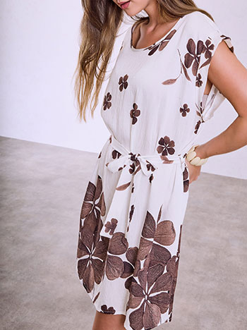 Mini printed dress in brown