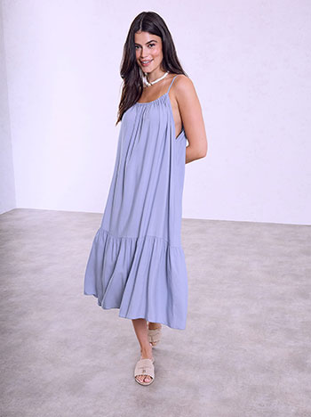 Cotton midi dress in light blue