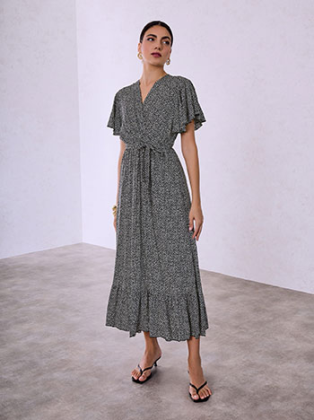 Animal print cotton dress in black