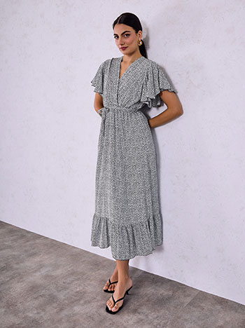 Animal print cotton dress in white