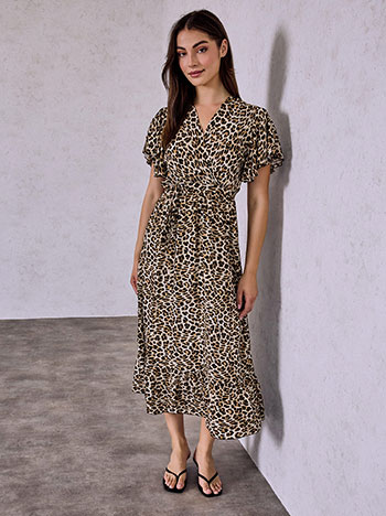 Leopard cotton dress in brown