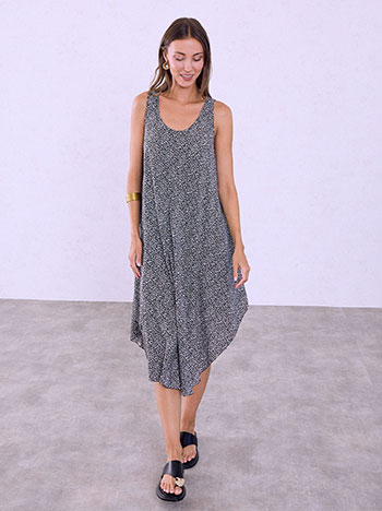 Midi asymmetric dress in black