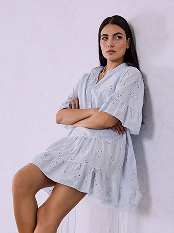 Embroidered kaftan dress in sky blue