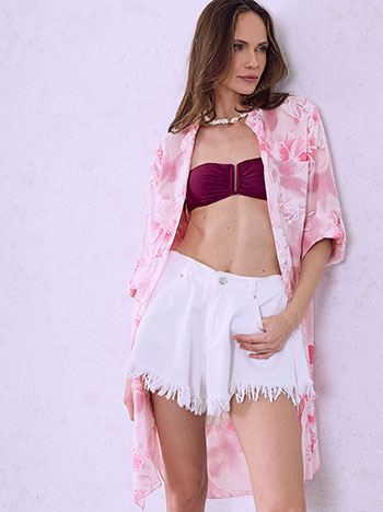 Floral kaftan dress with pockets in pink