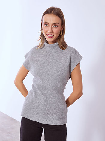 Ζιβάγκο αμάνικο με ζώνη σε γκρι