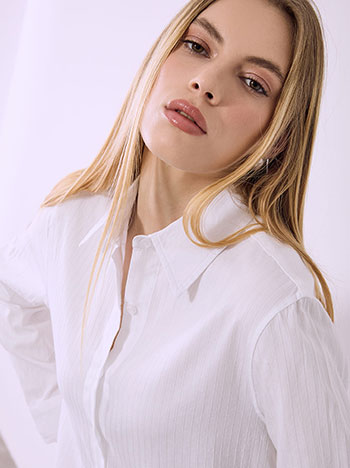 Shirt with textured stripes in white