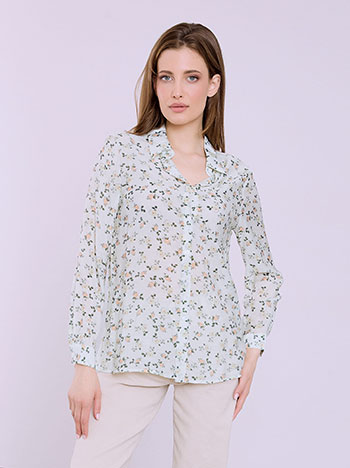 Shirt floral with cotton in mint