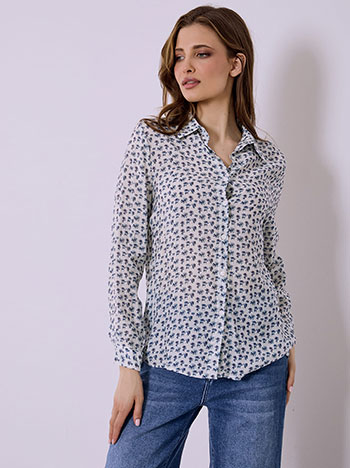 Πουκάμισο με λουλούδια σε λευκό