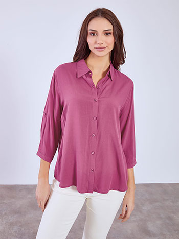 Πουκάμισο με τρία τέταρτα μανίκι σε μωβ