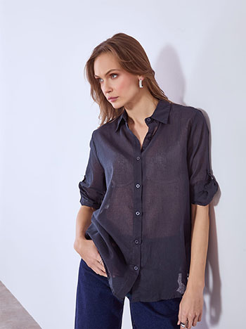 Shirt cotton in dark blue