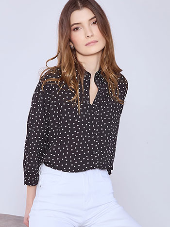 Πουκάμισο πουά με βαμβάκι σε μαύρο