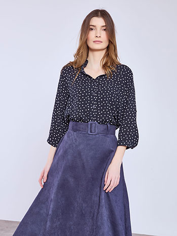 Shirt polka dot with cotton in dark blue