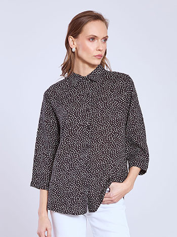 Shirt polka dot with collar in black