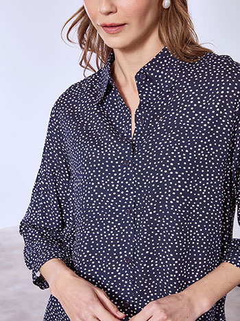 Shirt polka dot with collar in dark blue, 9.99 | Celestino