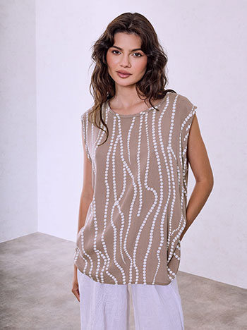 Printed top in light brown