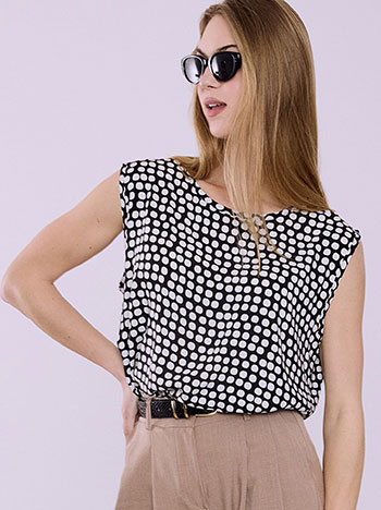 Μπλούζα με πουά σε μαύρο