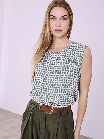 Μπλούζα με πουά σε χακί