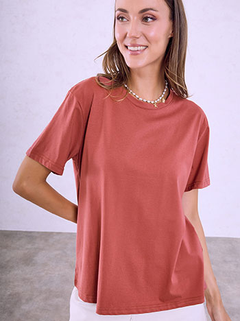 T-shirt monochrome in terracota