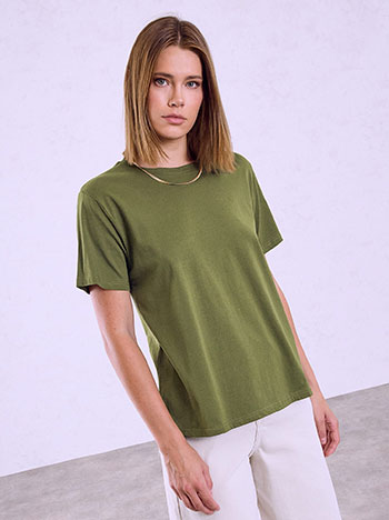 T-shirt monochrome in dark khaki
