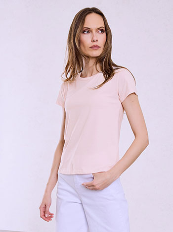 T-shirt monochrome with cotton in powder pink