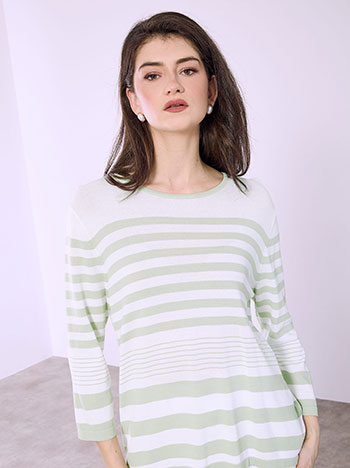 Μπλούζα ριγέ με βισκόζη σε χακί ανοιχτό