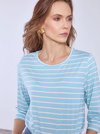 Top striped with cotton in sky blue