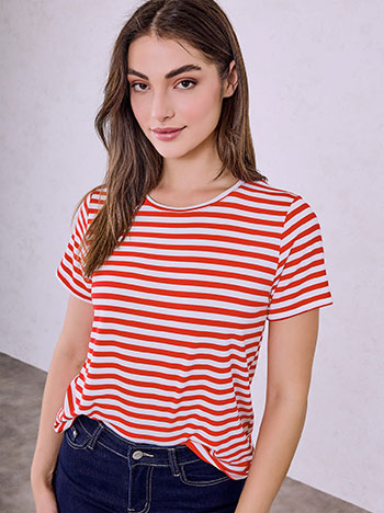 T-shirt ριγέ σε κόκκινο