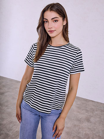 T-shirt ριγέ σε σκούρο μπλε
