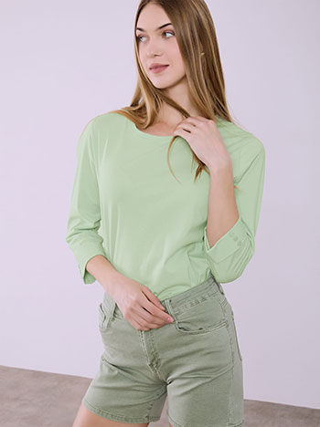 Μπλούζα με κουμπιά στο μανίκι σε φυστικί