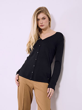 Cardigan with V neckline in black