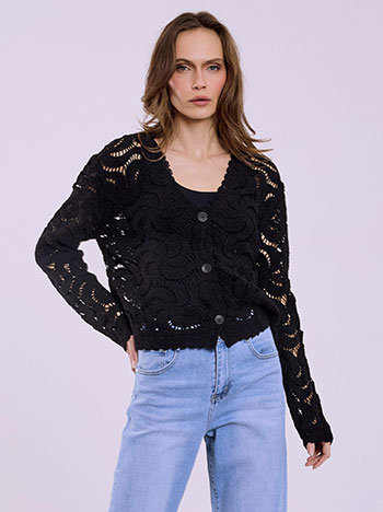 Crochet cardigan in black