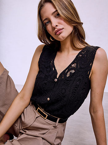 Crochet vest in black