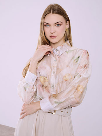 Πουκάμισο floral σε μπεζ