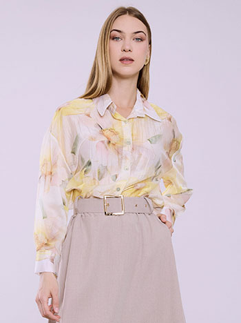 Πουκάμισο floral σε κίτρινο