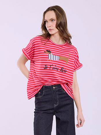 Cotton top with dog in red