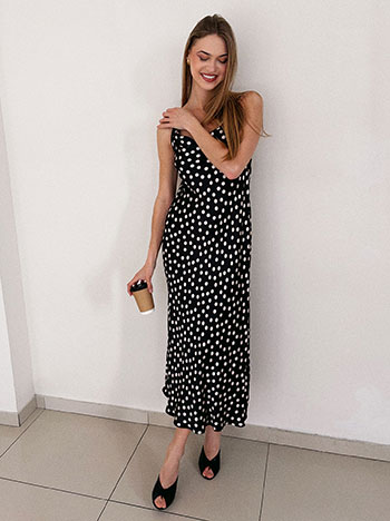 Maxi polka dot dress in black