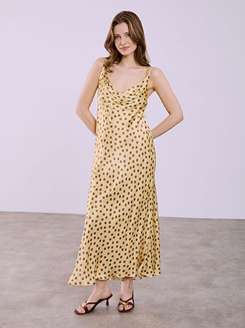 Maxi polka dot dress in yellow
