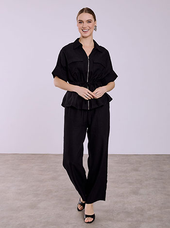 Σετ με ζακέτα και παντελόνα σε μαύρο