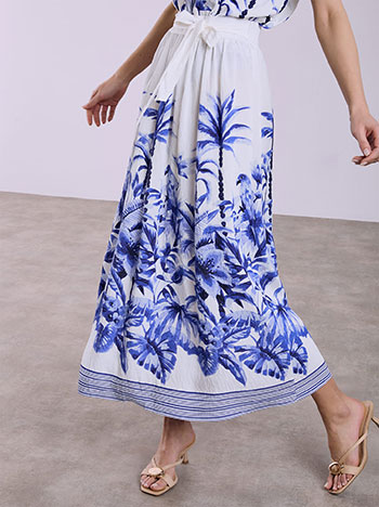 Sleeveless shirt and skirt set in blue