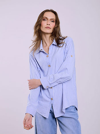 Πουκάμισο ριγέ με ανάγλυφα κουμπιά σε γαλάζιο