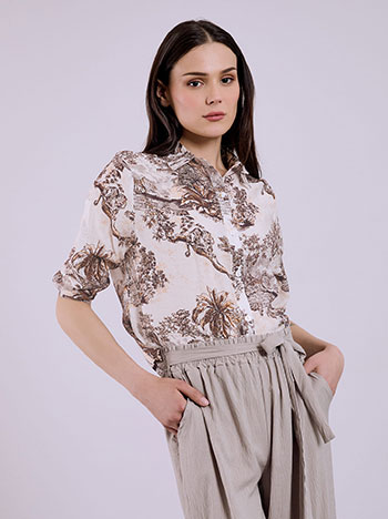 Shirt printed viscose in brown
