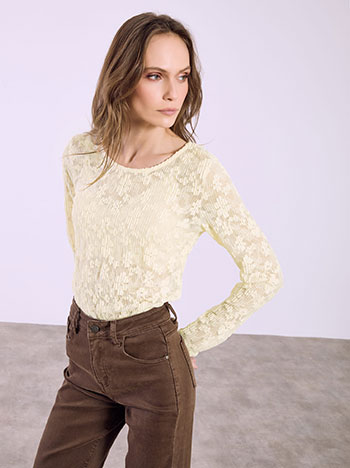 Μπλούζα απο δαντέλα σε κίτρινο ανοιχτό