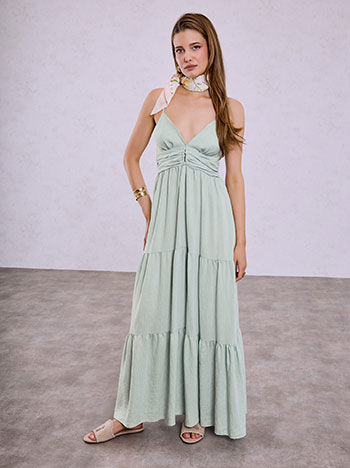 Maxi dress with cotton in almond green